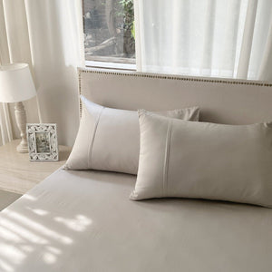 Ashburn - 300 TC Cotton Sateen Light Grey Bedsheet - Avalable in Queen, King, and Super King Size - Studio Covers