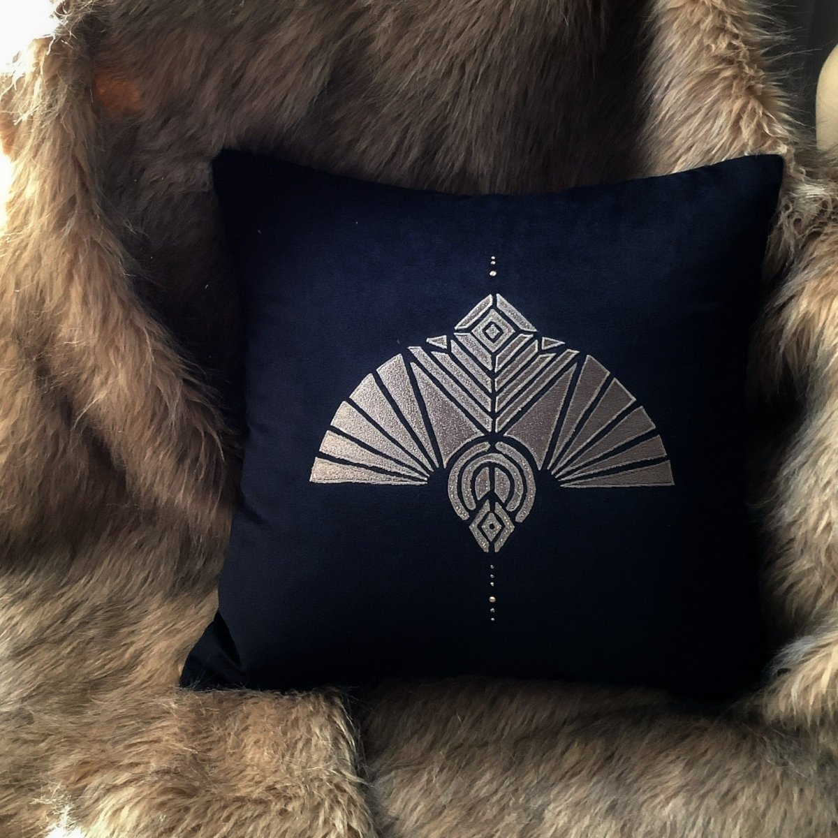 Velvet Art Deco Pillow Cases Asteria Art Deco Cushion Cover Black