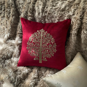 Embroidered: Tree of Life in Fiery Red - Studio Covers