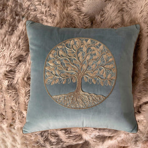 Hand Embroidered: Tree of Life in Soothing Sage - Studio Covers