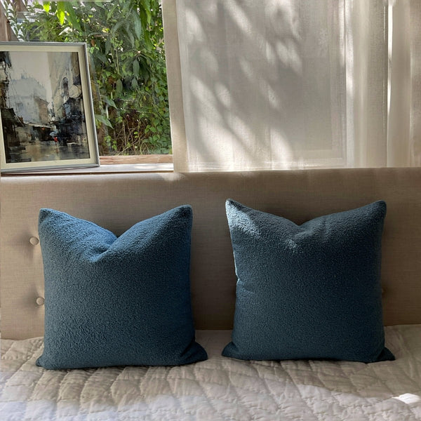 Accent Pillows Indigo Blue Pillows Reversible Boucle: Indigo