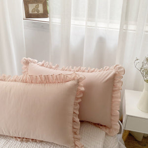 Alicia - The Whimsical Ruffled Bedspread - Comes With Two Pink Ruffled Pillowcases - Studio Covers