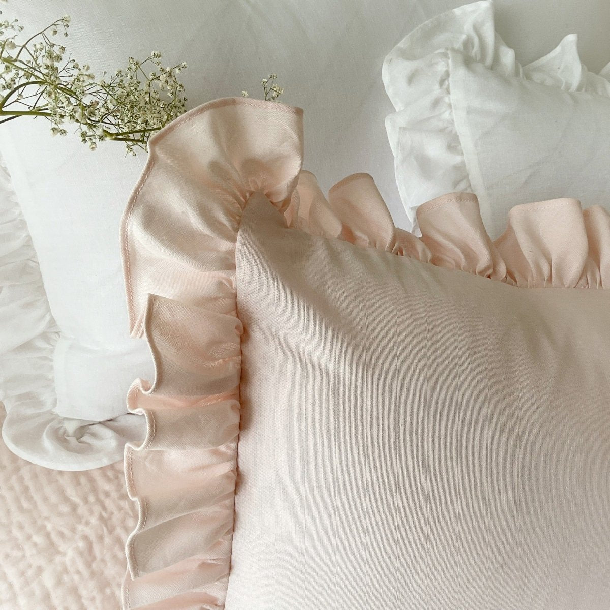 Alicia - The Whimsical Ruffled Bedspread - Comes With Two Pink Ruffled Pillowcases - Studio Covers