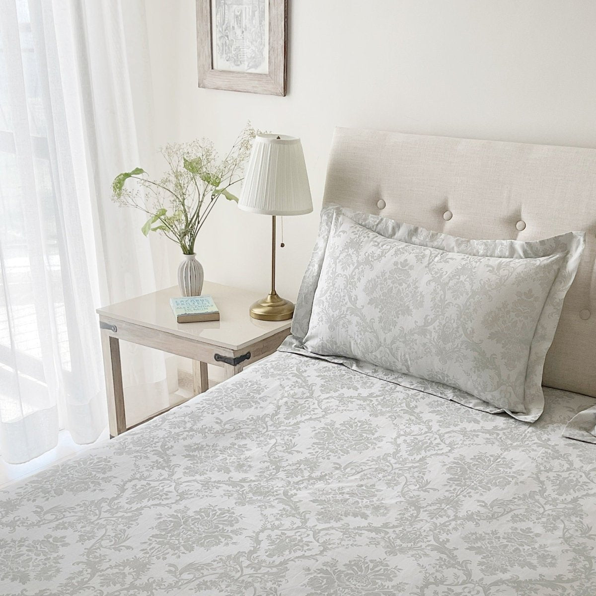 Athena - Silver Grey Cotton Bedsheet - Available for Twin, Queen, King, and Super King Sized Bed - Studio Covers