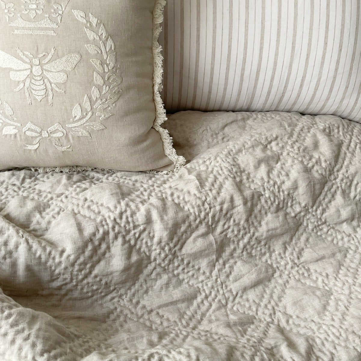 Diamond Summers - A Handcrafted Kantha Coverlet - Comes with Four Complimentary Pillowcases (Preorder Offer) - Studio Covers