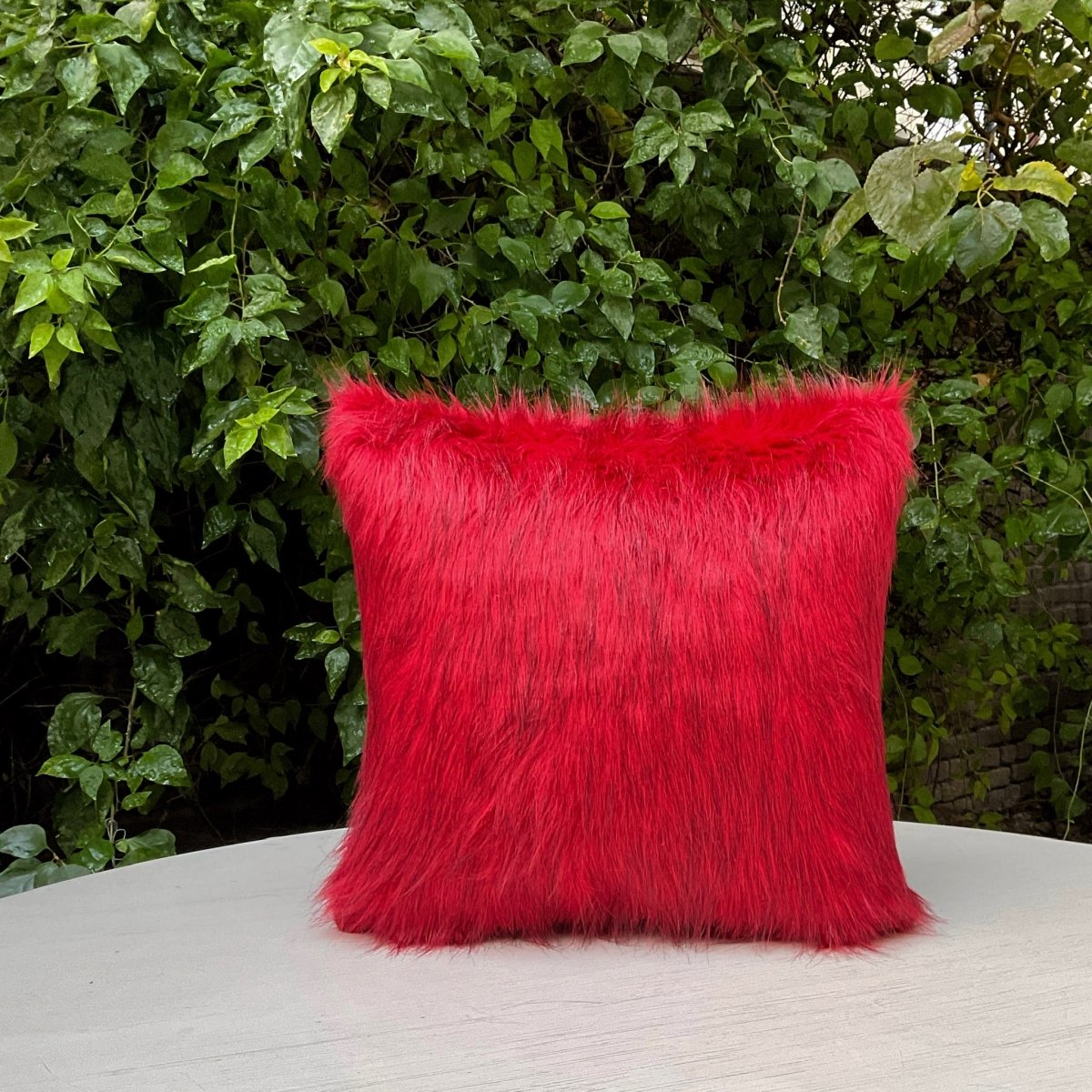 Faux Fur Red Fluffy Cushions Red Fluffy Cushion Deals