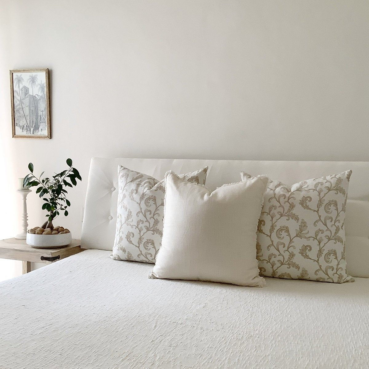 June in Ivory - A Handwoven Piece - Comes With Two Pillowcases - Studio Covers