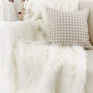 Snowy White Faux Fur Artisanal Throw - Studio Covers