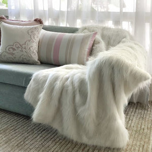 Snowy White Faux Fur Artisanal Throw - Studio Covers