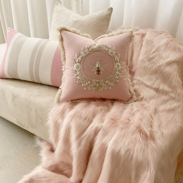Tourmaline Soft Minimal Blush Faux Fur Throw Blanket