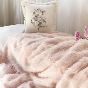 Tourmaline - Soft Minimal Blush Faux Fur Throw Blanket - Studio Covers